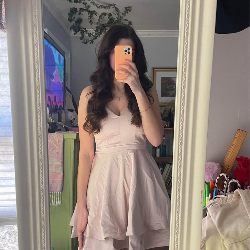 Sequin Hearts Cream Mini Dress